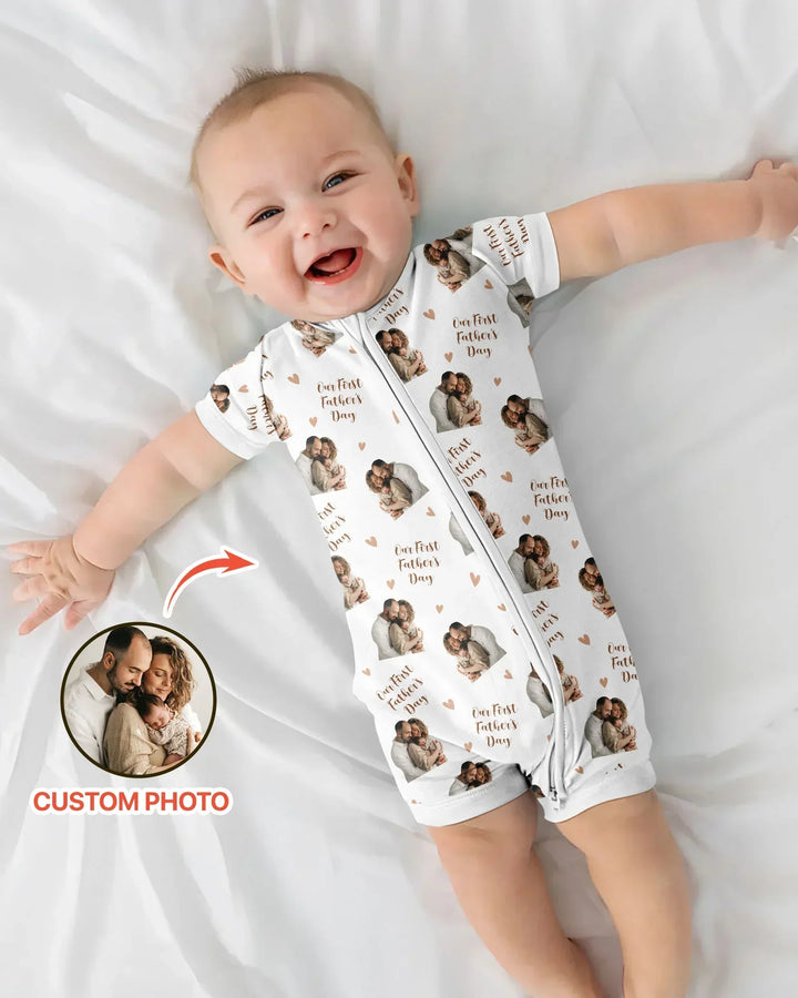 Custom Photo Our First as Parents Bamboo Shorty Zippy