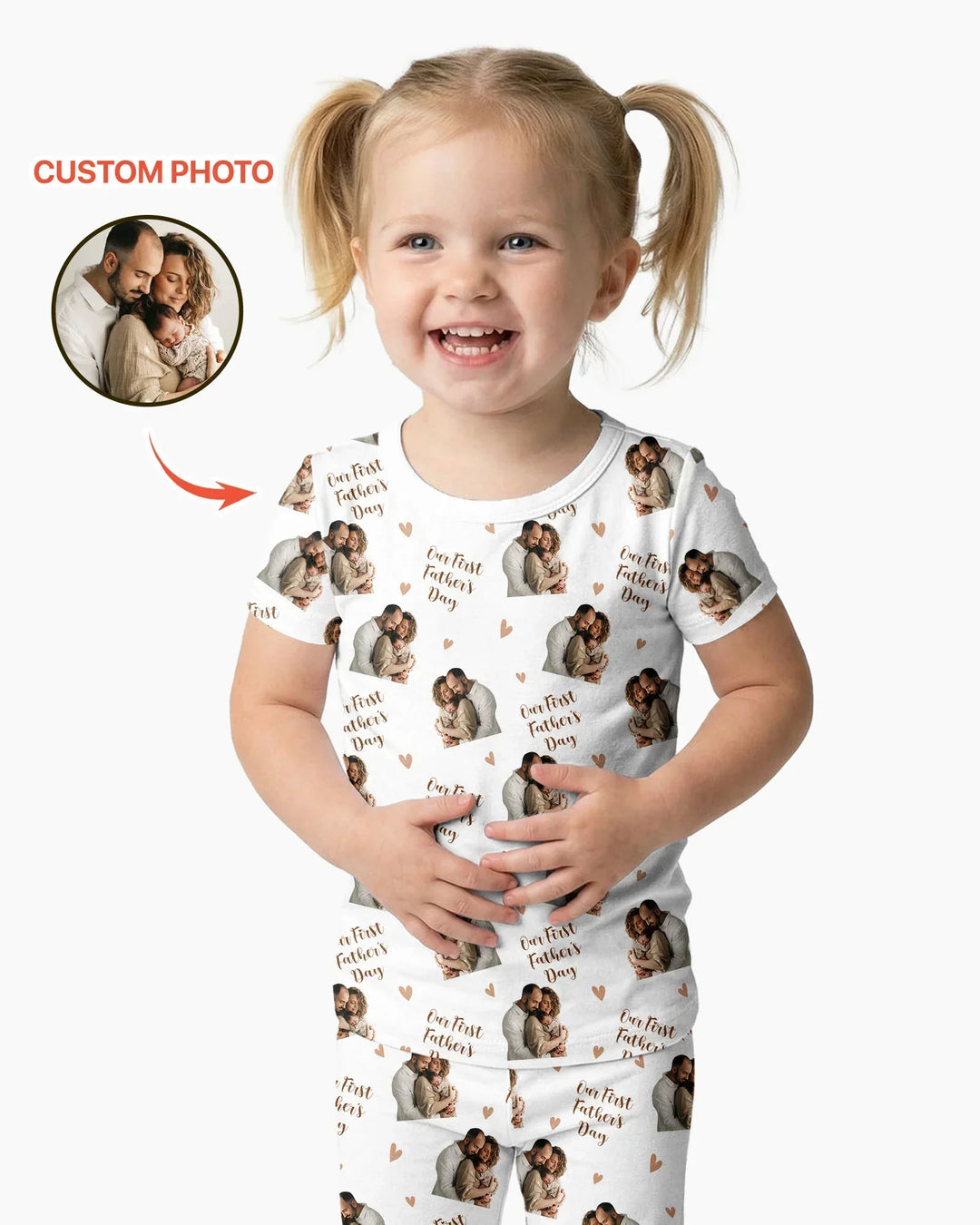 Custom Photo Our First as Parents Bamboo Two Piece Short Sleeve Pajama Set