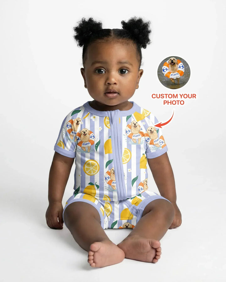 Custom Image Summer Lemon Bamboo Shorty Zippy