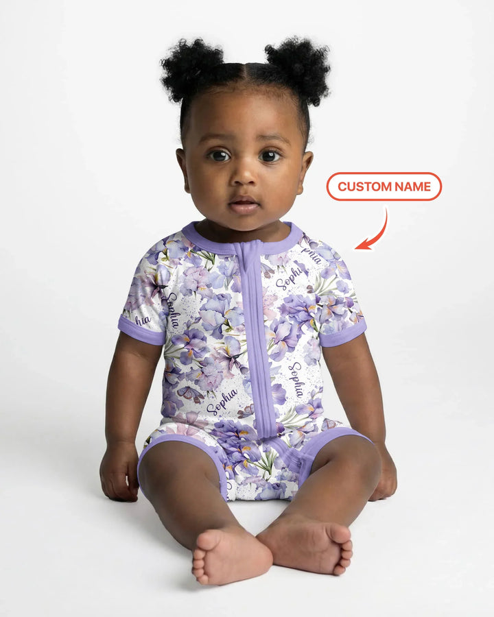 Custom Name Birth Month Flowers Bamboo Shorty Zippy