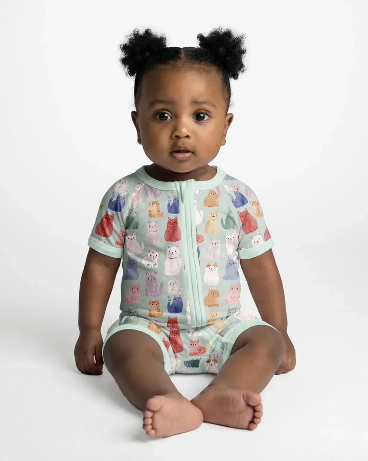 Enchanted Happy Kitty Family Matching Bamboo Shorty Zippy