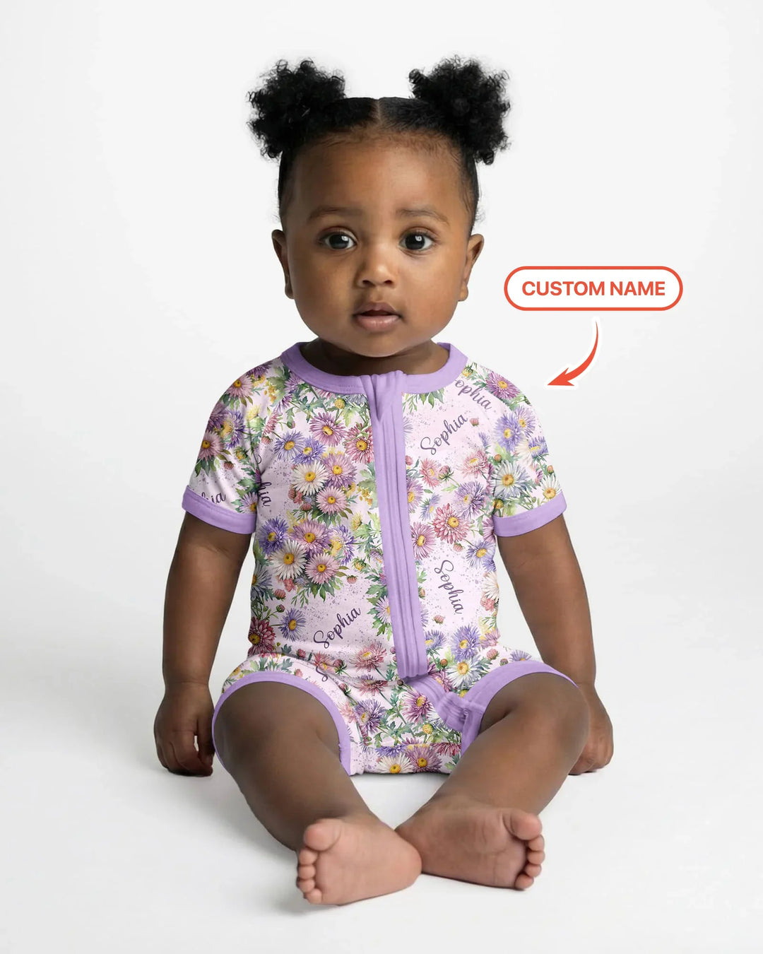Custom Name Birth Month Flowers Bamboo Shorty Zippy