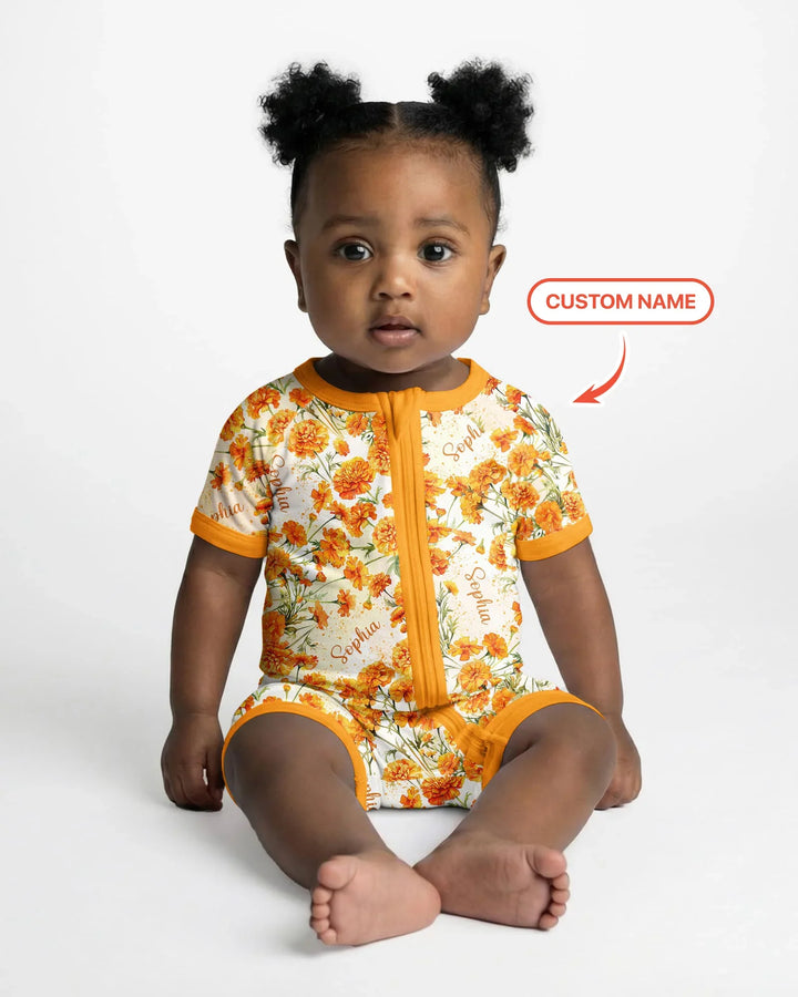 Custom Name Birth Month Flowers Bamboo Shorty Zippy