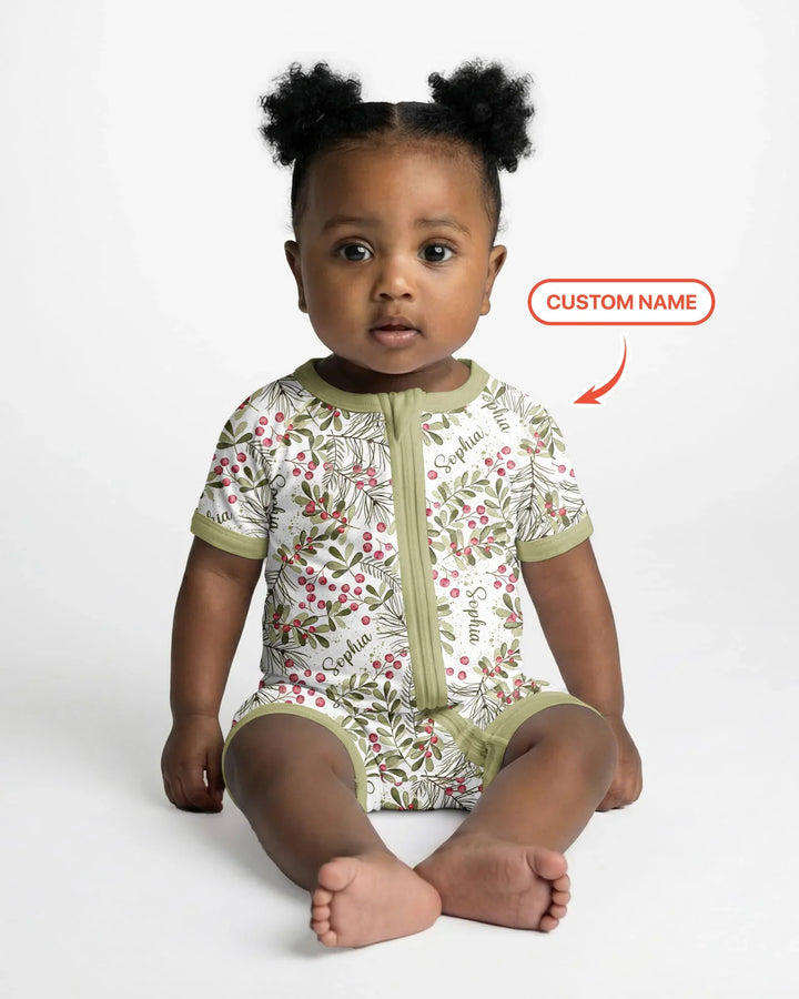 Custom Name Birth Month Flowers Bamboo Shorty Zippy