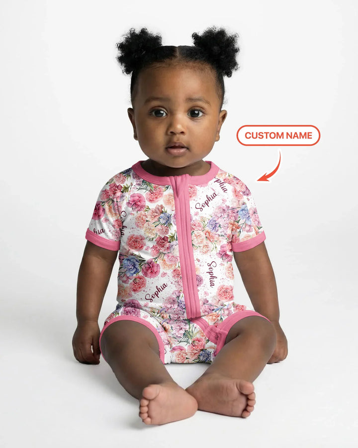 Custom Name Birth Month Flowers Bamboo Shorty Zippy