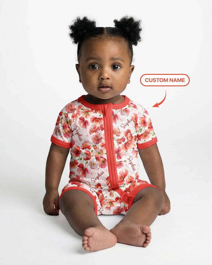 Custom Name Birth Month Flowers Bamboo Shorty Zippy