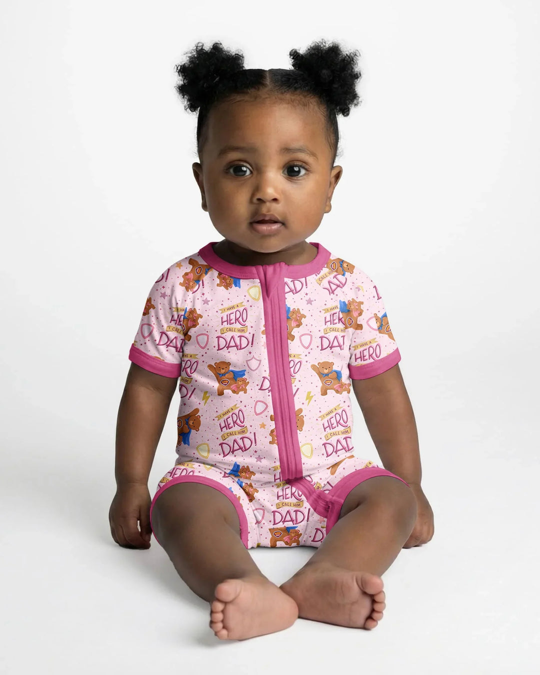 I Have A Hero Daddy & Me Matching Bamboo Shorty Zippy