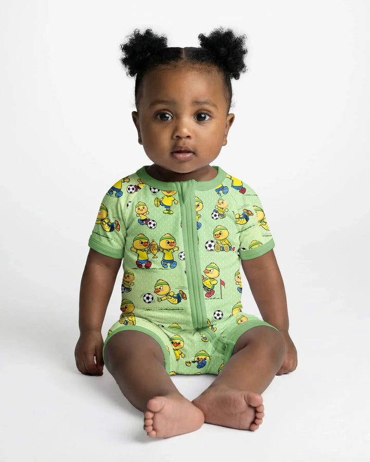 Brasil Soccer Fan Family Matching Bamboo Shorty Zippy