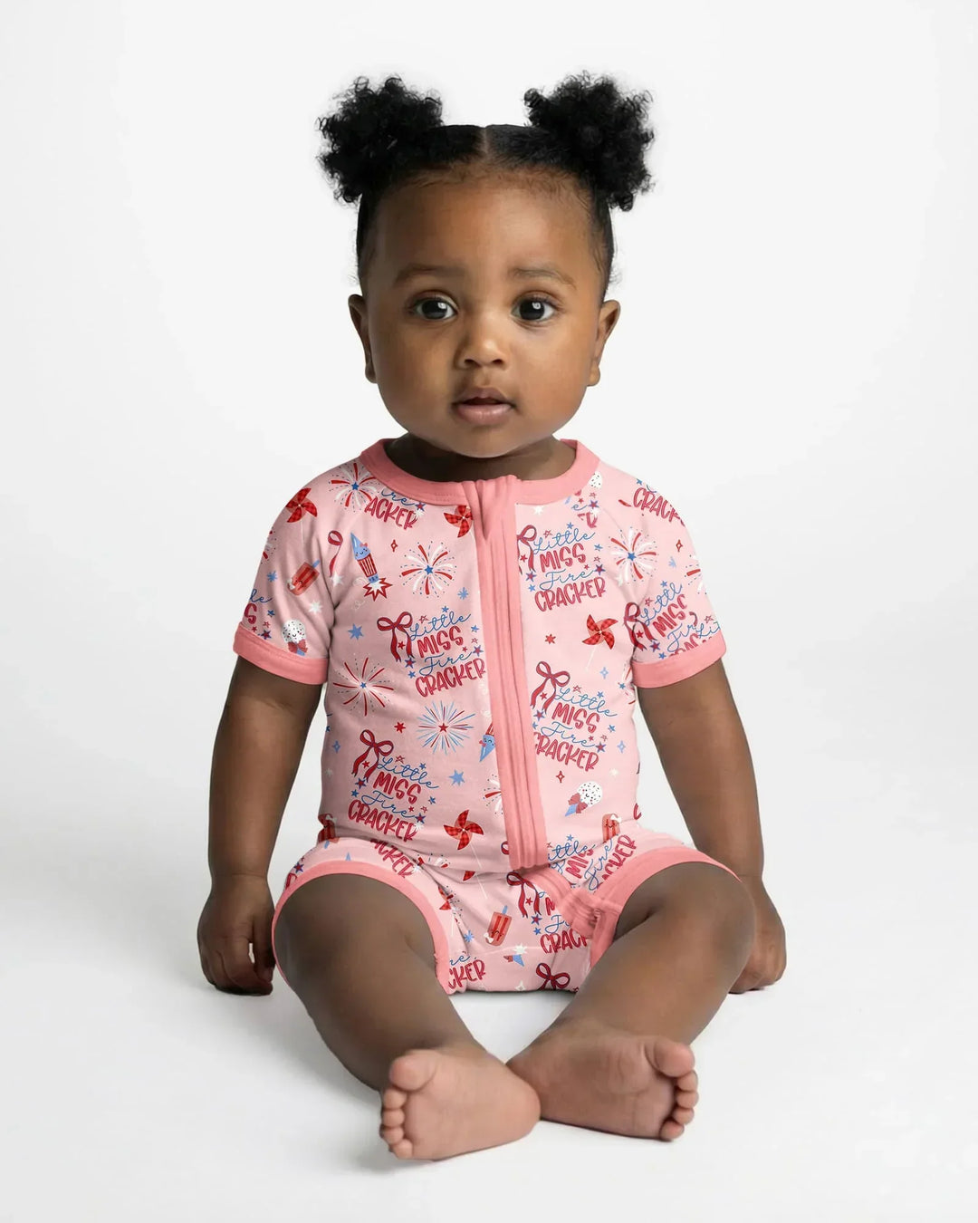 Little Miss Firecracker 4th July Bamboo Shorty Zippy