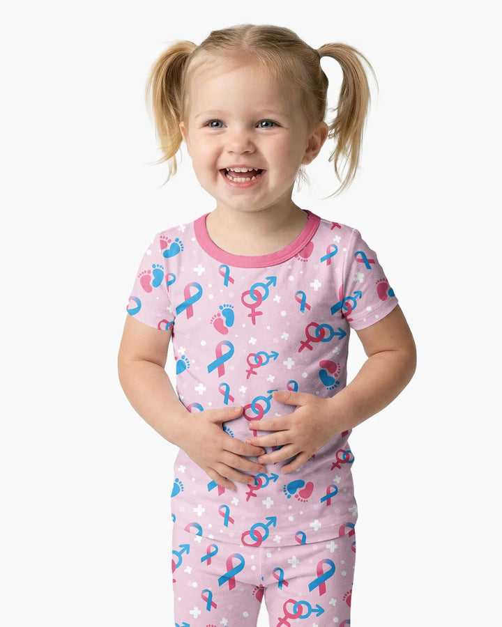 Infertility Awareness Blue and Pink Bamboo Two Piece Short Sleeve Pajama Set