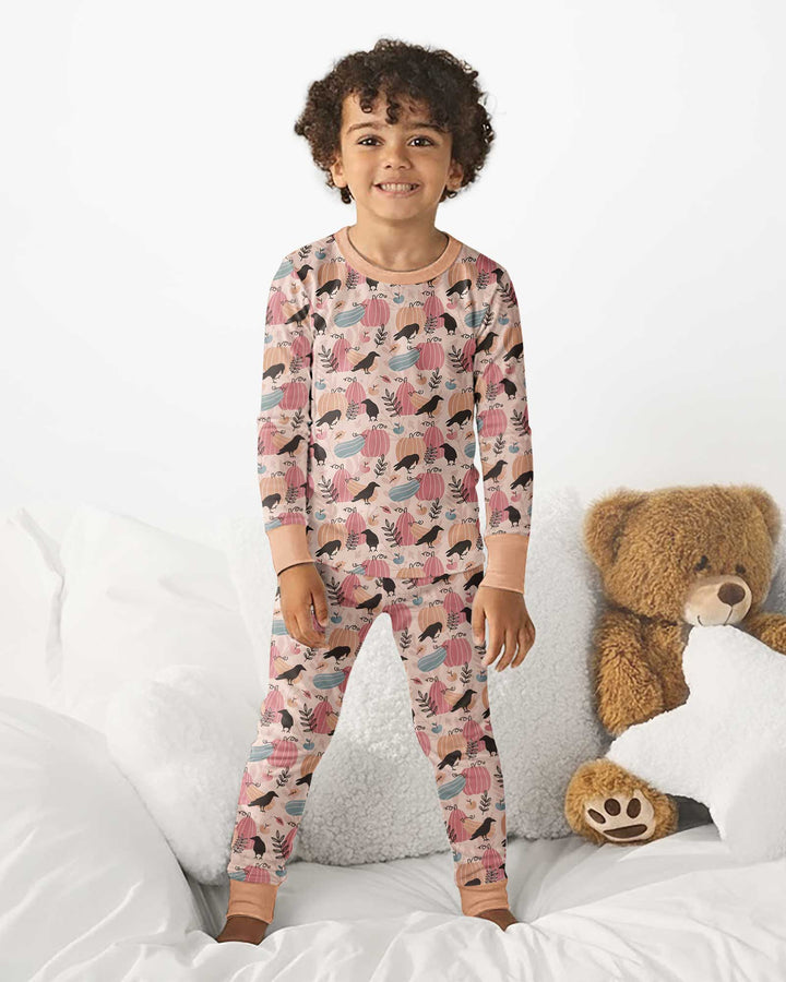 Pastel Pumpkin Patch Bamboo Two Piece Long Sleeve Pajama Set