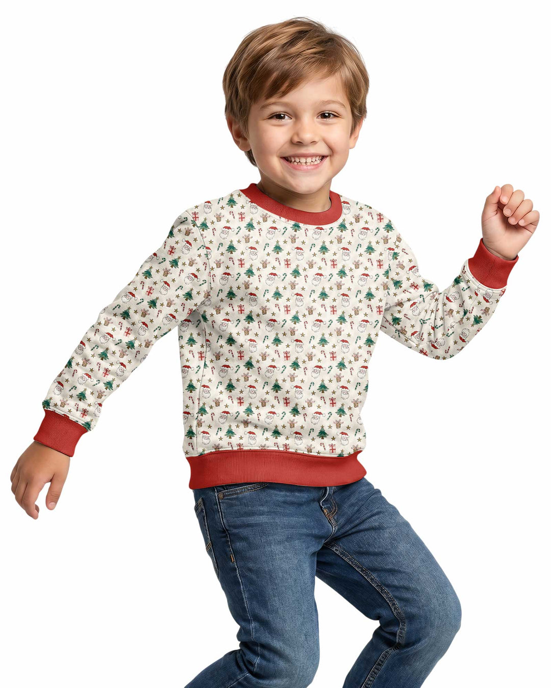 Vintage Santa Christmas Doodles Bamboo Crewneck Sweatshirt