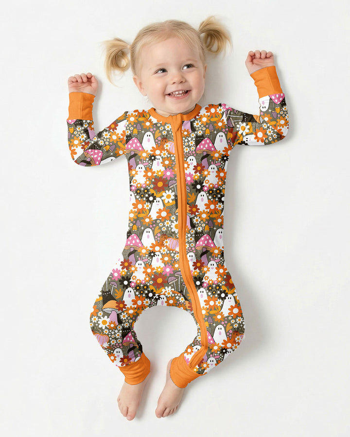Retro Ghost Mushroom Floral Halloween Bamboo Convertible Zippy