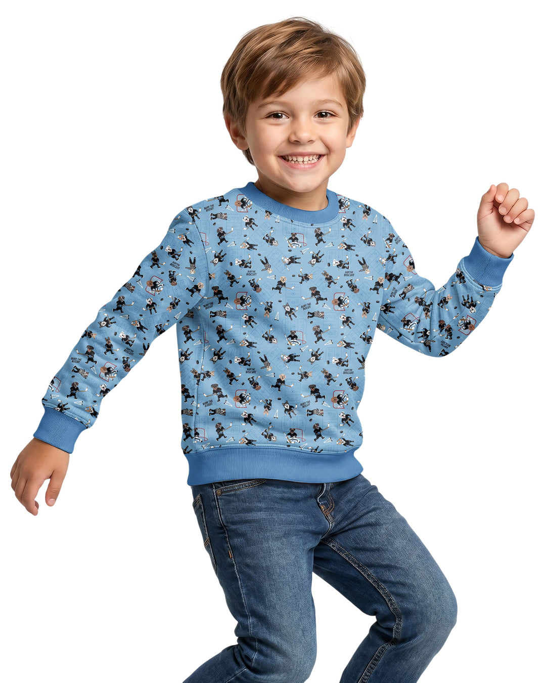 Hockey Dogs - Blue and Black Bamboo Crewneck Sweatshirt