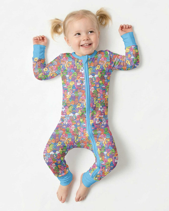 Doodle Characters Pastel Bamboo Convertible Zippy