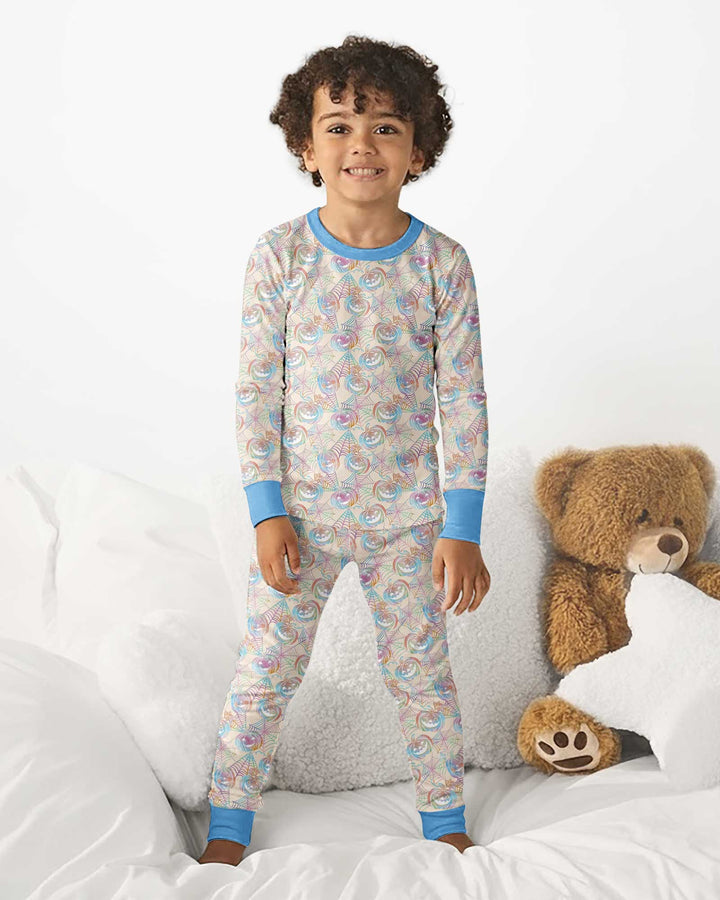 Pastel Halloween Jack O Lanterns Bamboo Two Piece Long Sleeve Pajama Set