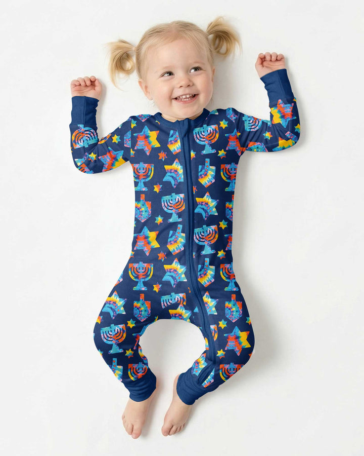 Hanukkah Tie Dye Matching Family Bamboo Convertible Zippy