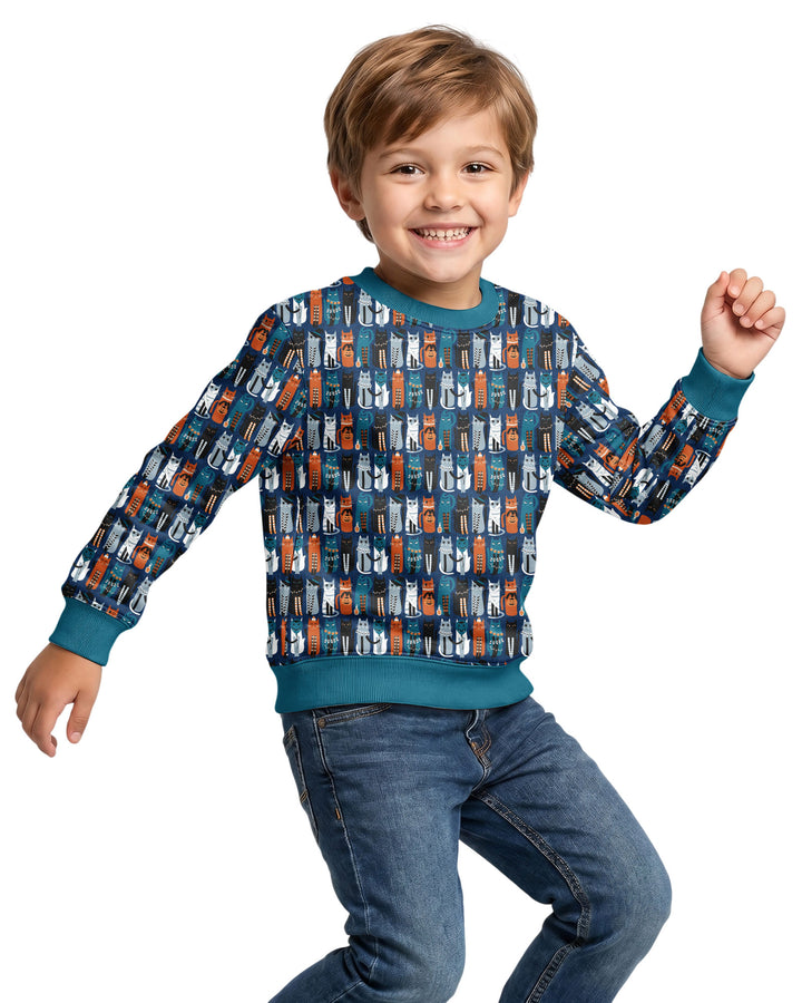 Retro Halloween Cat Bamboo Crewneck Sweatshirt