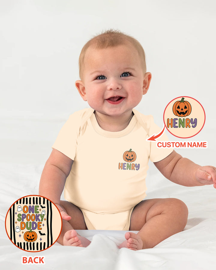 Personalized Halloween First Birthday Baby One Spooky Dude Bamboo Bodysuit