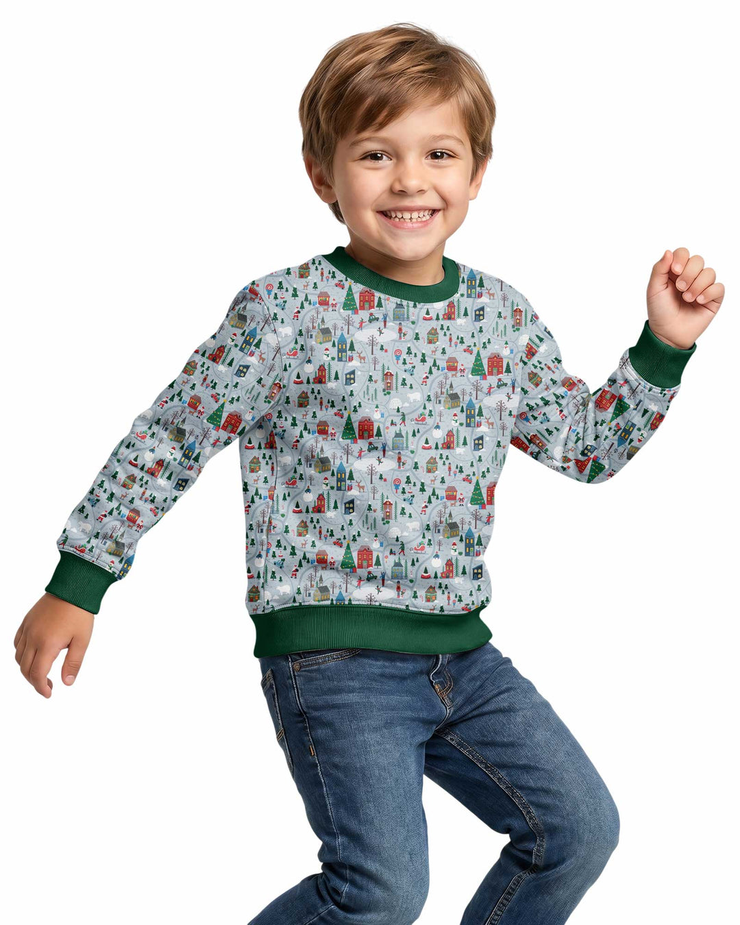 Snowy Christmas Village Map Bamboo Crewneck Sweatshirt