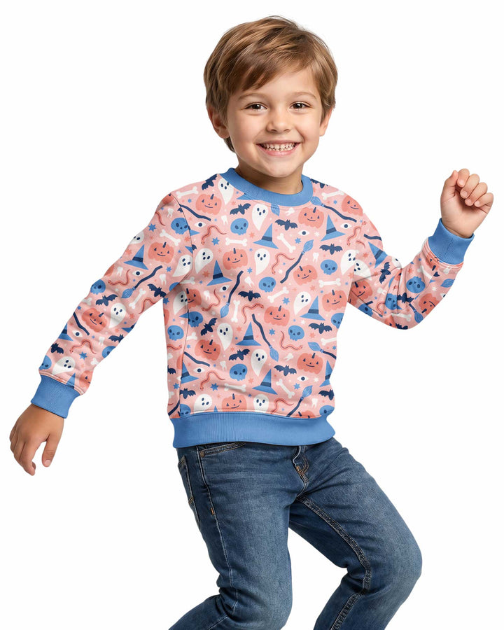 Pastel Pumpkins Skulls And Witch Craft Bamboo Crewneck Sweatshirt