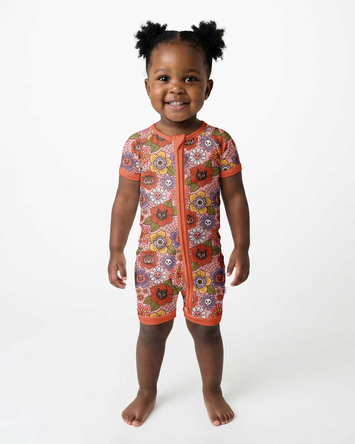 70s Halloween Floral Bamboo Shorty Zippy
