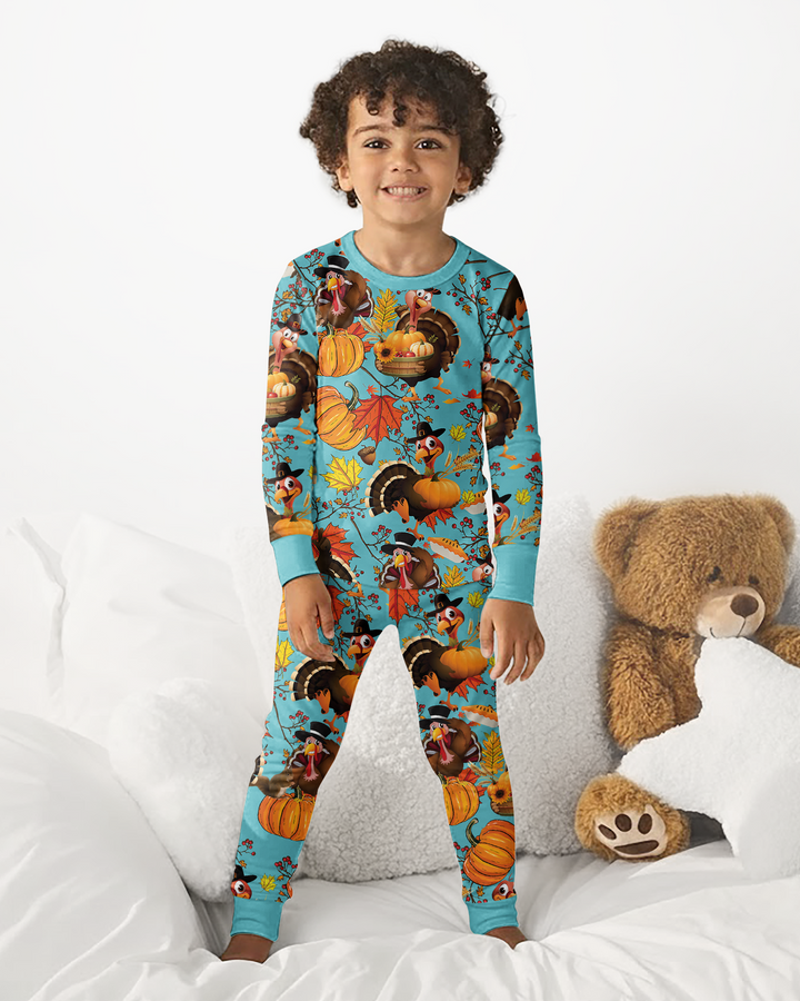 Autumn Turkey Chicken Bamboo Two Piece Long Sleeve Pajama Set