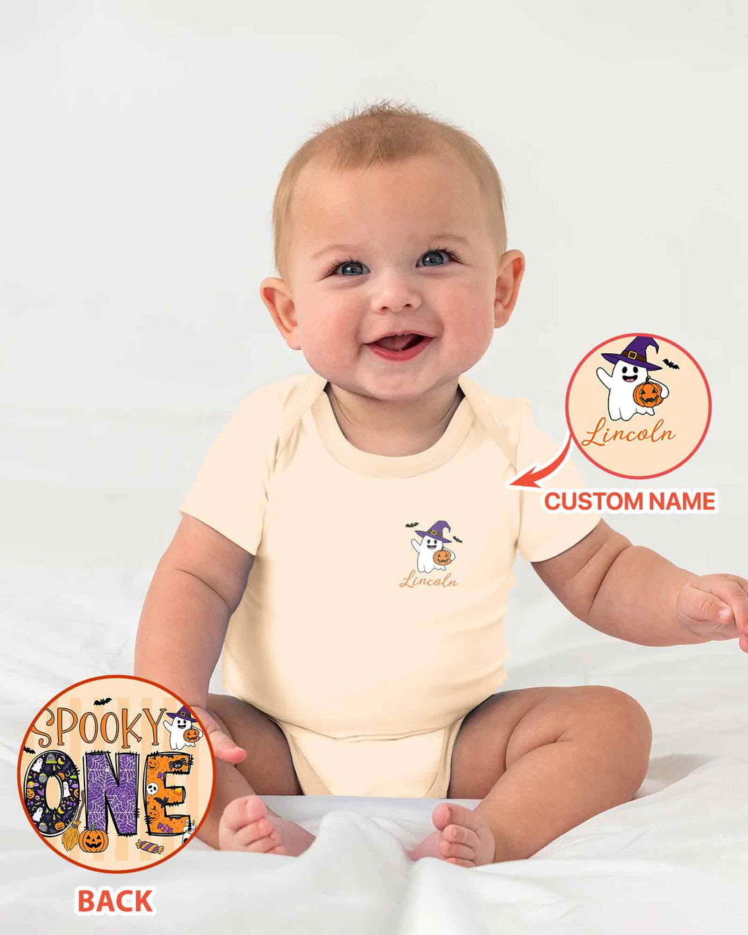Personalized Spooky One Halloween First Birthday Bamboo Bodysuit
