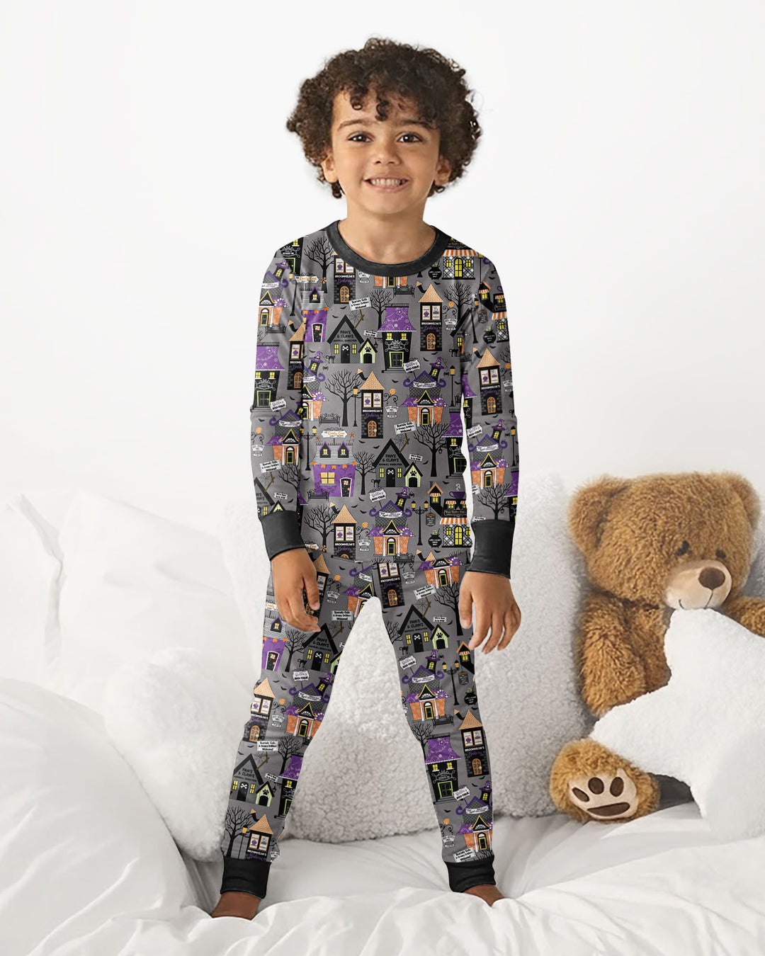 Halloween Hometown Bamboo Two Piece Long Sleeve Pajama Set