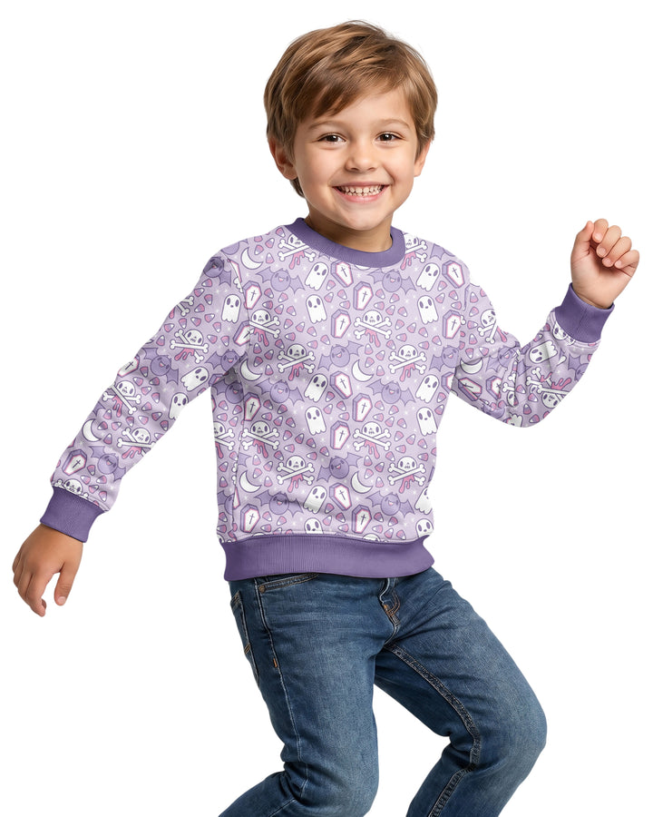 Cute Ghost Halloween Pastel Purple Spooky Bamboo Crewneck Sweatshirt