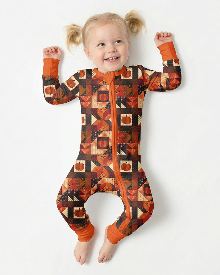 Vintage Pumpkin Patchwork Fall Bamboo Convertible Zippy