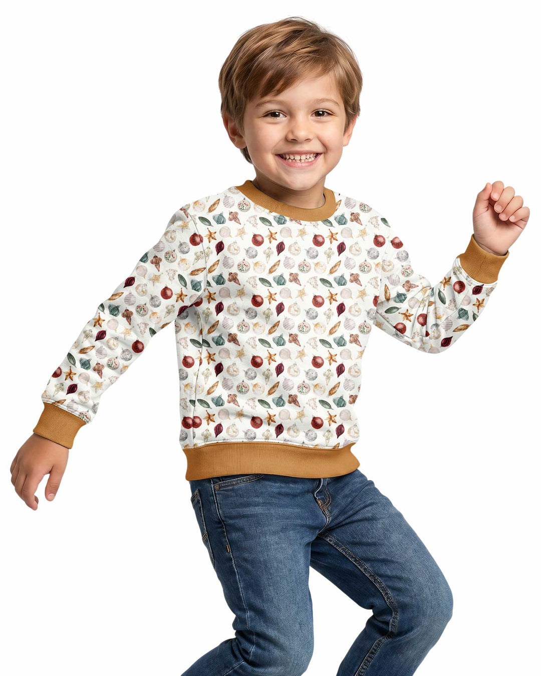 Watercolor Christmas Ornaments Bamboo Crewneck Sweatshirt