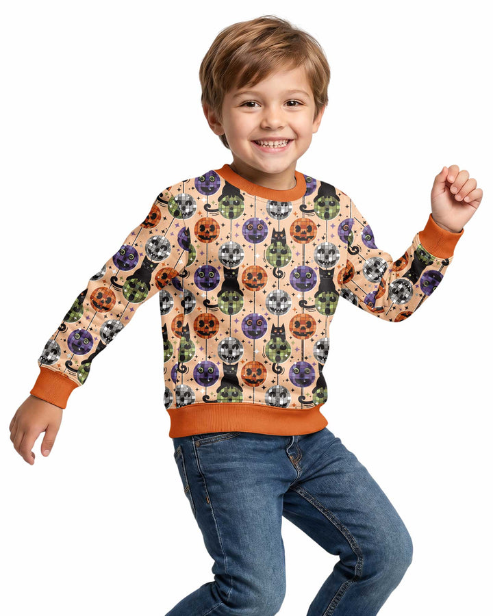 Groovy Halloween Disco Cat Bamboo Crewneck Sweatshirt