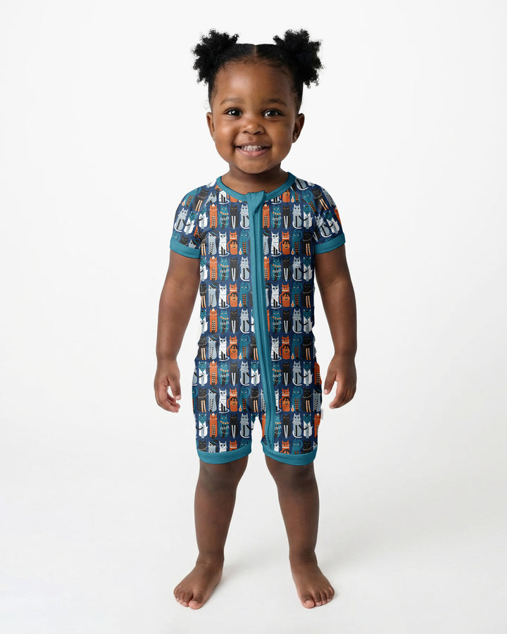 Retro Halloween Cat Bamboo Shorty Zippy