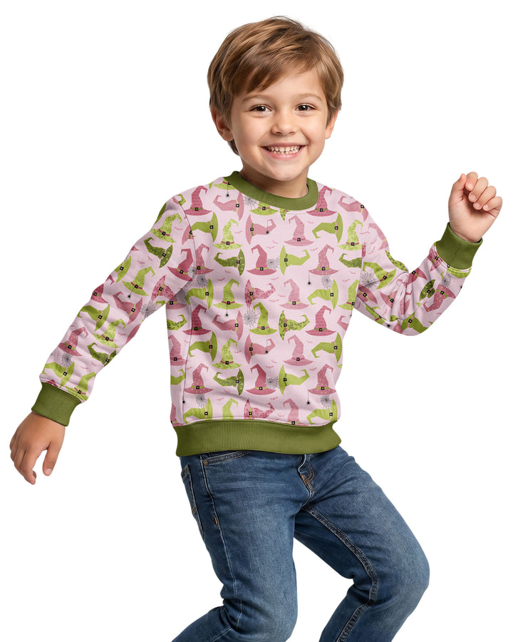 Pink Witch Hat Halloween Bamboo Crewneck Sweatshirt
