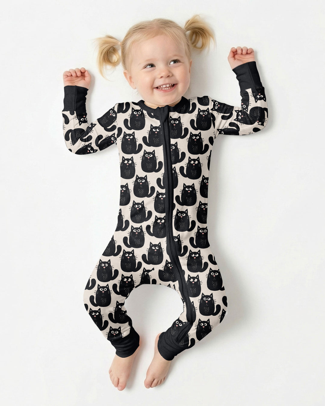 Moody Black Cats in Black and White Bamboo Convertible Zippy