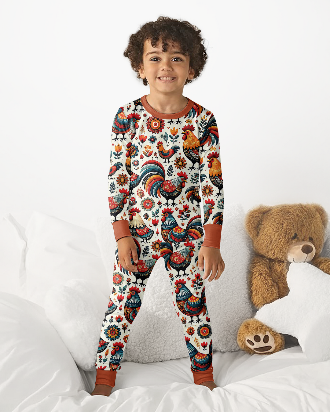 Country Chickens Bamboo Two Piece Long Sleeve Pajama Set