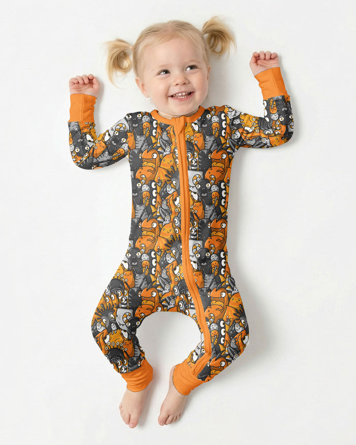 Colorful Doodle Monster Friends Bamboo Convertible Zippy
