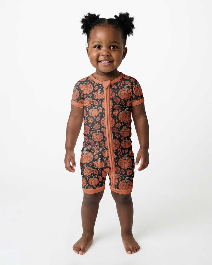 Retro Halloween Pumpkins Bamboo Shorty Zippy