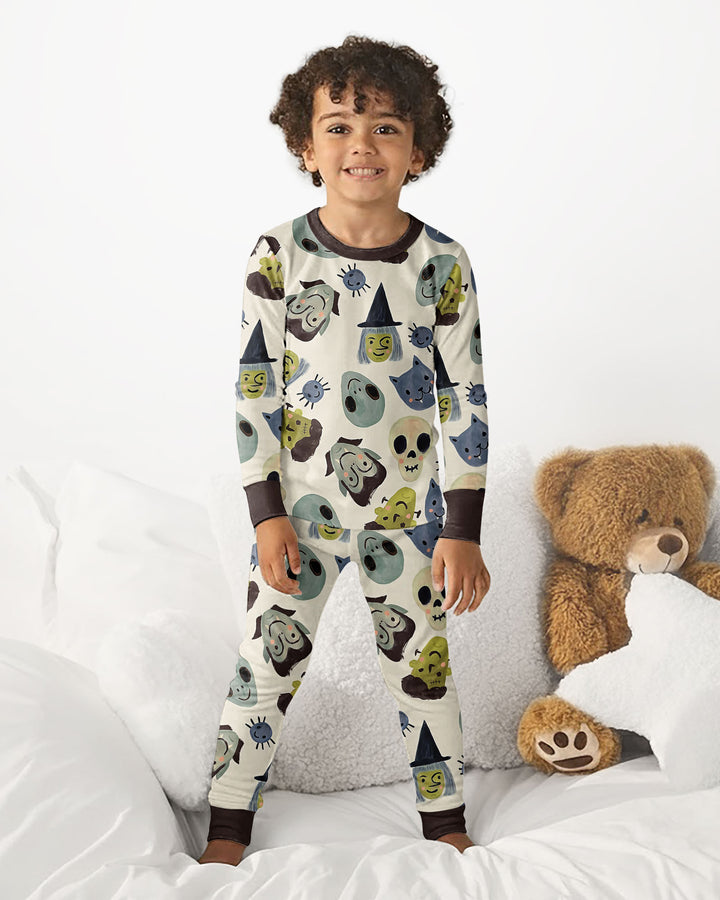Halloween Face Bamboo Two Piece Long Sleeve Pyjamas Set