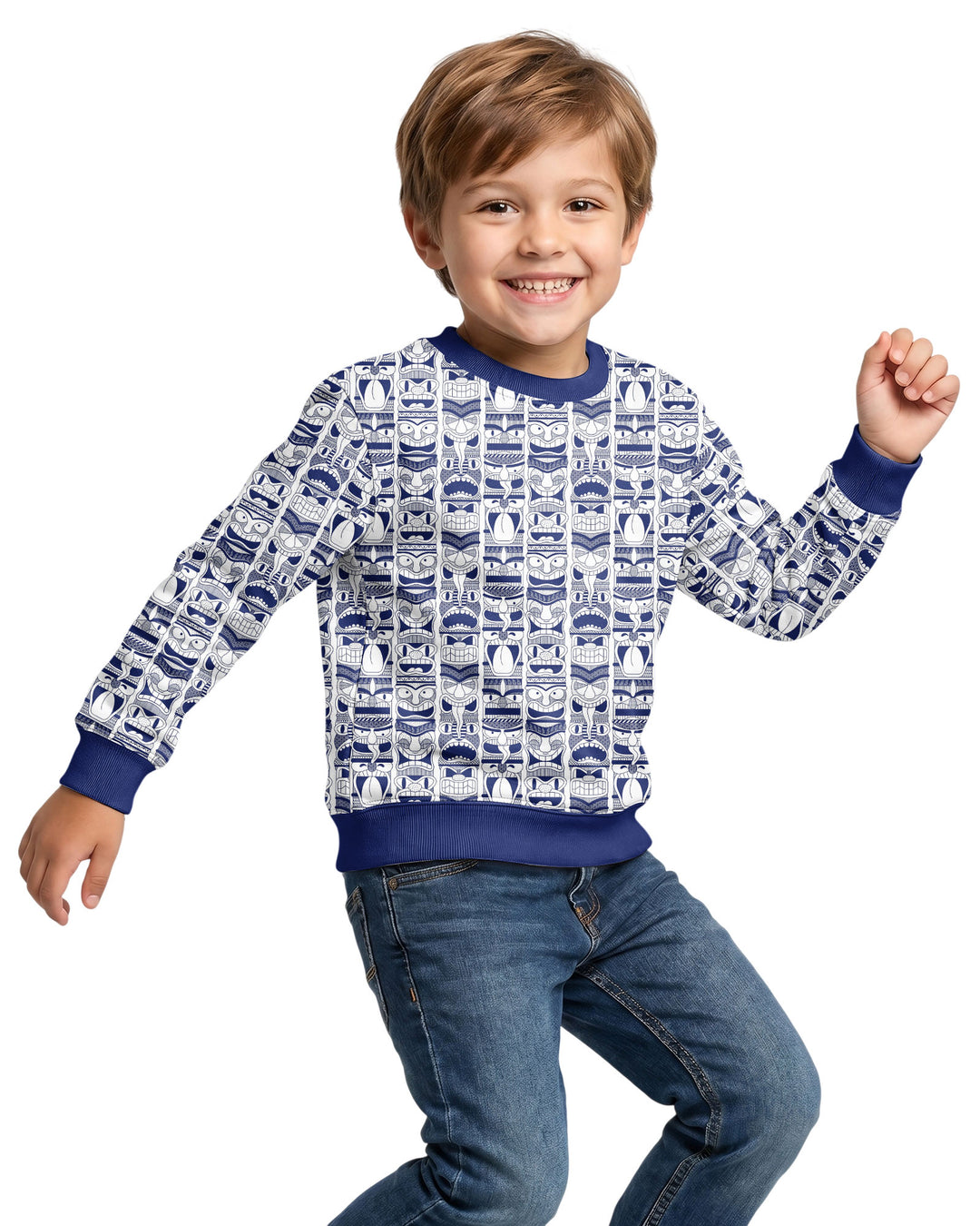 Friendly Totem Pole Figures Bamboo Crewneck Sweatshirt