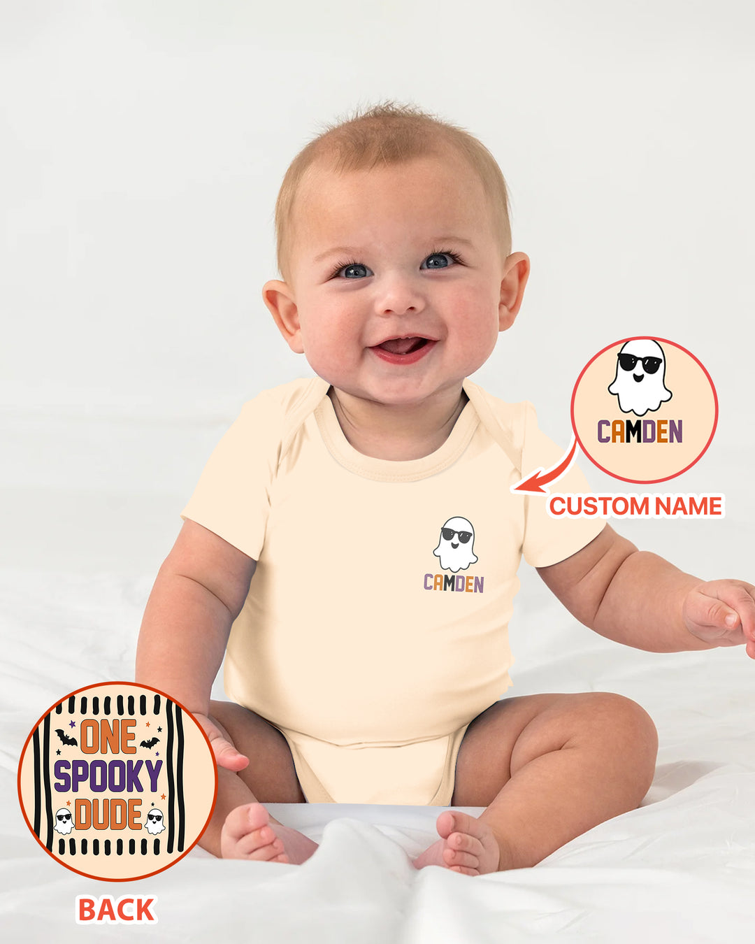 Custom Name Halloween One Spooky Dude Bamboo Bodysuit