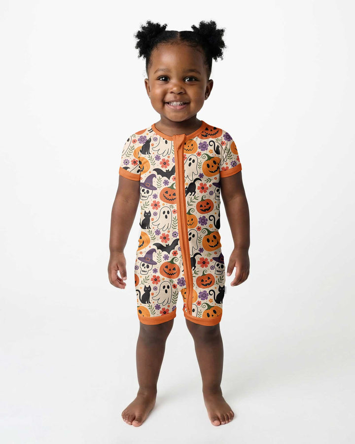 Spooky Halloween Floral Delight Bamboo Shorty Zippy