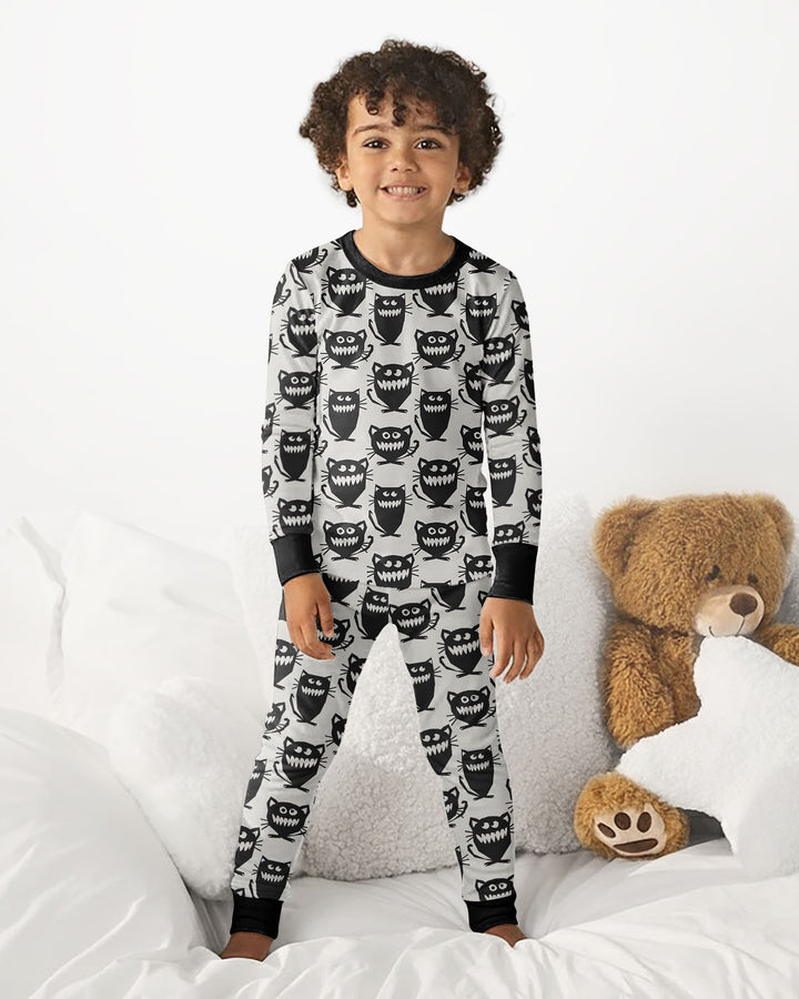 Halloween Monster Cats Bamboo Two Piece Long Sleeve Pajama Set