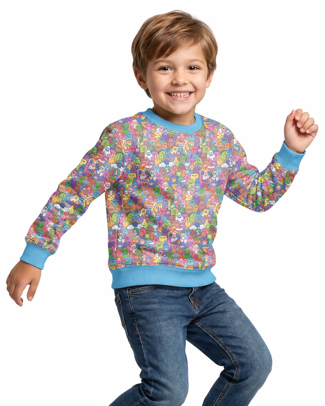 Doodle Characters Pastel Bamboo Crewneck Sweatshirt