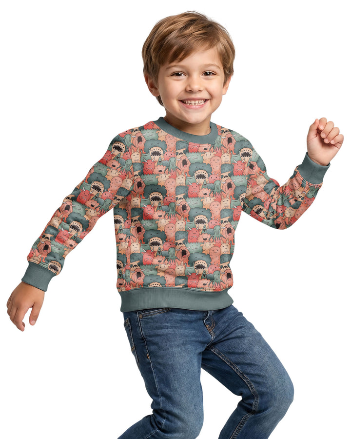 Cute Monster Crowd Bamboo Crewneck Sweatshirt