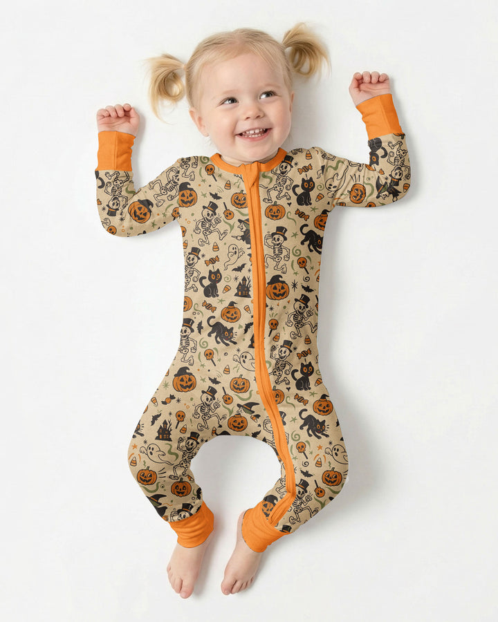 Vintage Skeleton Pumpkin Halloween Bamboo Convertible Zippy