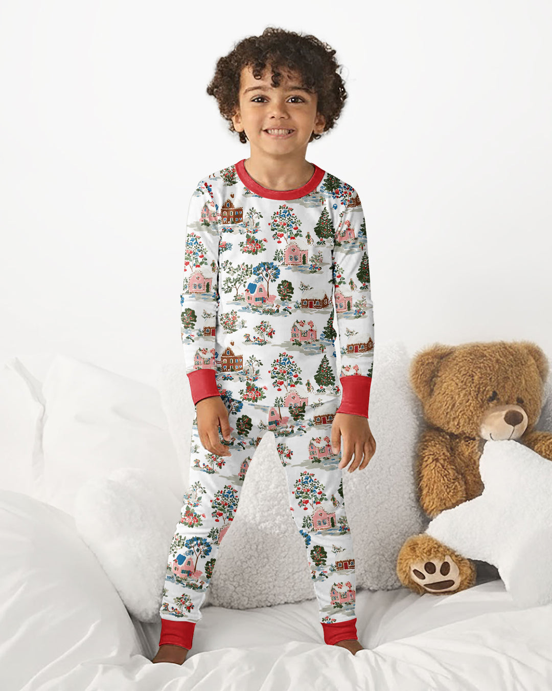 Christmas Village Winter Holiday Bamboo Two Piece Long Sleeve Pajama Set