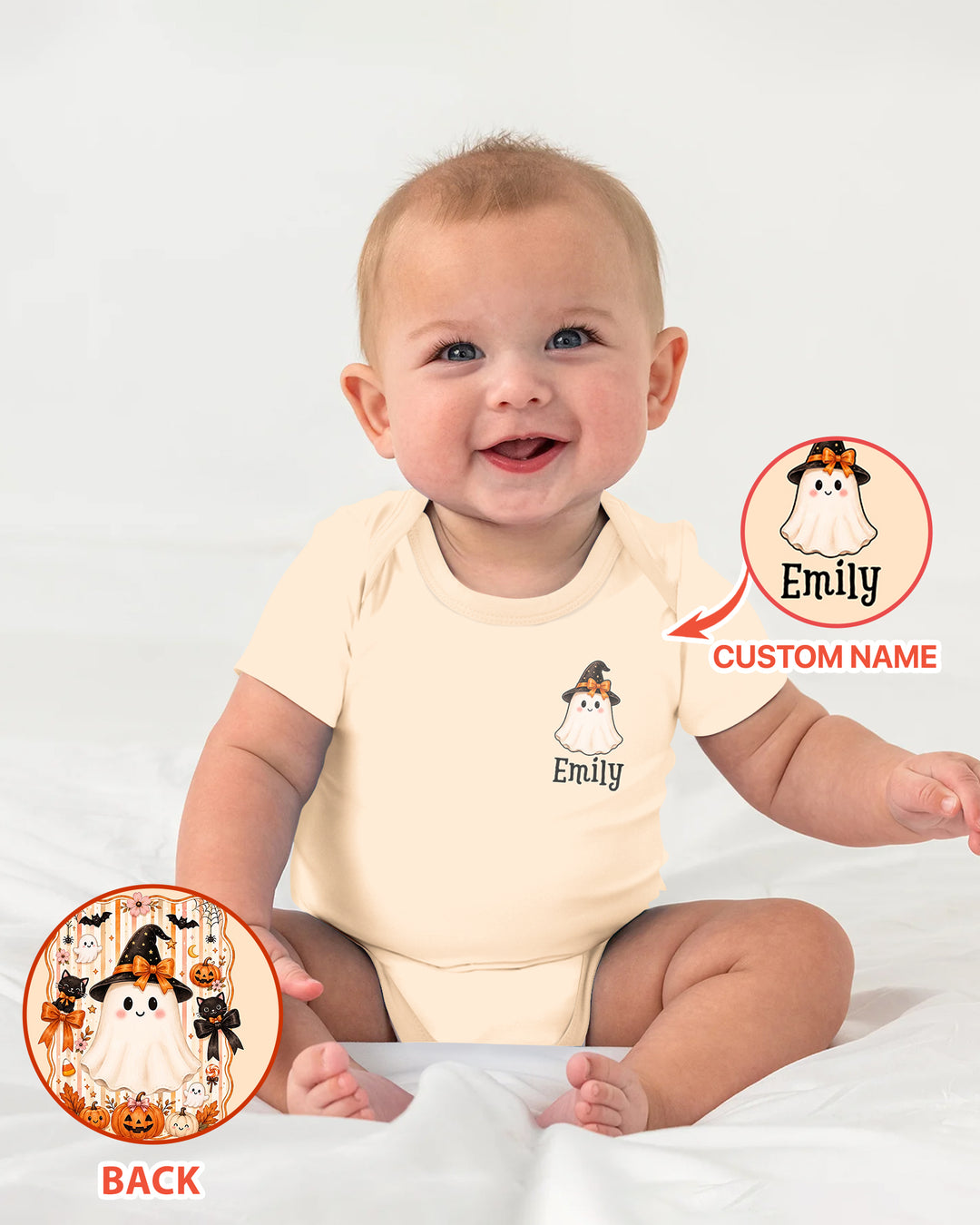 Personalized First Halloween Ghost Bamboo Bodysuit