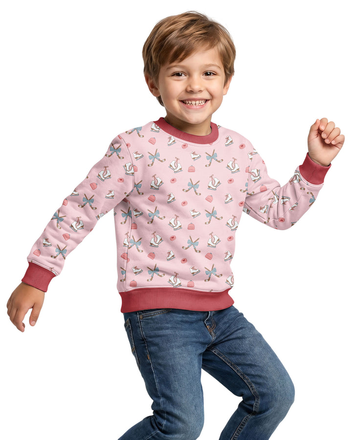 Girly Hockey PinkBamboo Crewneck Sweatshirt